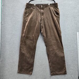 CAT Men Pants 38X34 Brown Workwear Canvas Gorpcore Logo 31" Inseam